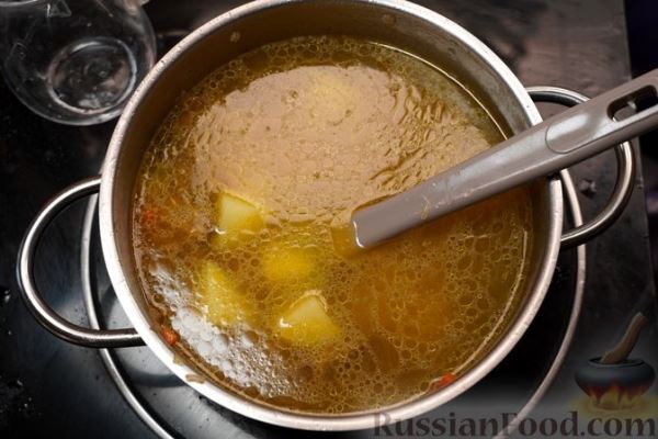 Суп с плавленым сыром и сердечками