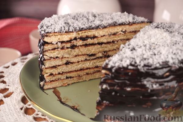 Медовый торт на сковороде, с шоколадным кремом